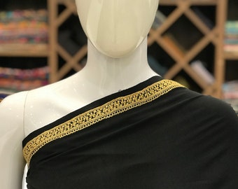 Crepe Tilla Hand Embroidered Kashmiri Saree, Indian Ethnic Dress, Pure Fabric