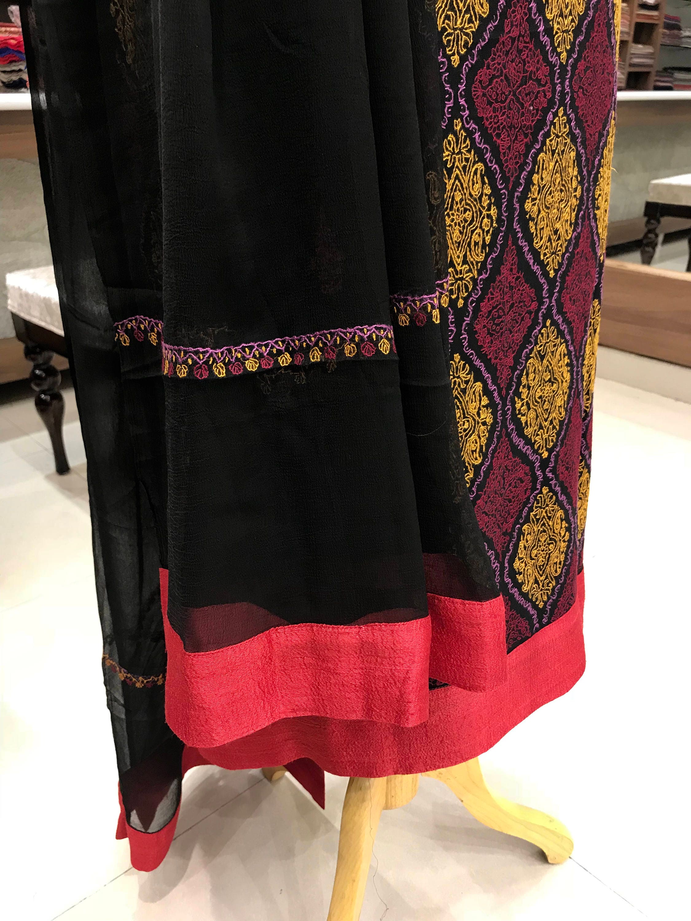 Women Cotton Suits with Kashmiri Hand Sozni Embroidery Two Piece Suit - Tomato Red