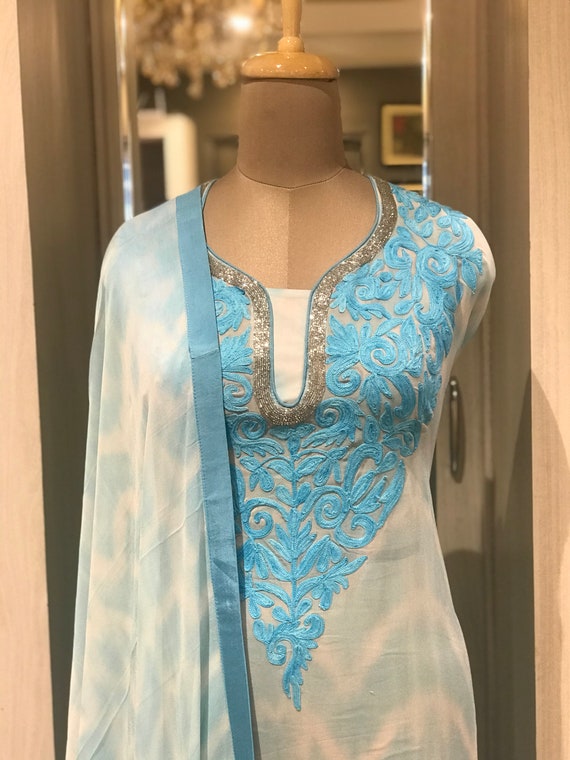 Zari & Aari Fusion Embroidery Kashmir Women Suit, Designer Indian Salwar  Kameez, Girls Dress, Indian Ehtnic Wear, Kashmiri Salwar Suit - Etsy