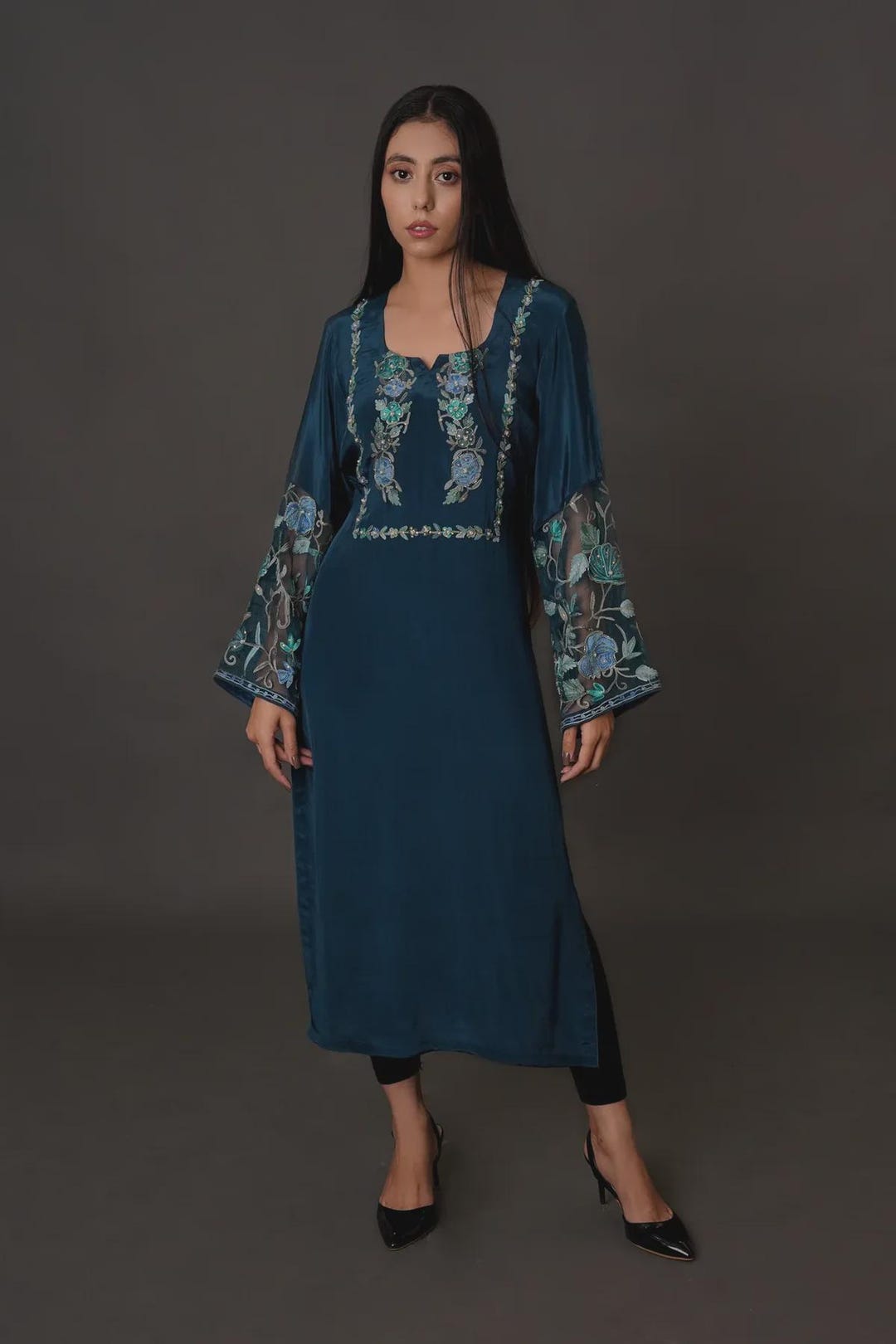 Kurti With Kashmiri Aari and Kardana Work, Embroidered Tunics