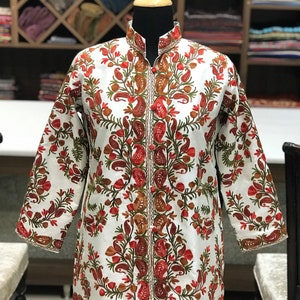 Kashmiri Jacket, Short Jacket, Embroidered Jacket, Kashmiri Coat, Indian Jacket, Traditional Coat, Art Silk Jacket, Winter Coat, Woolen