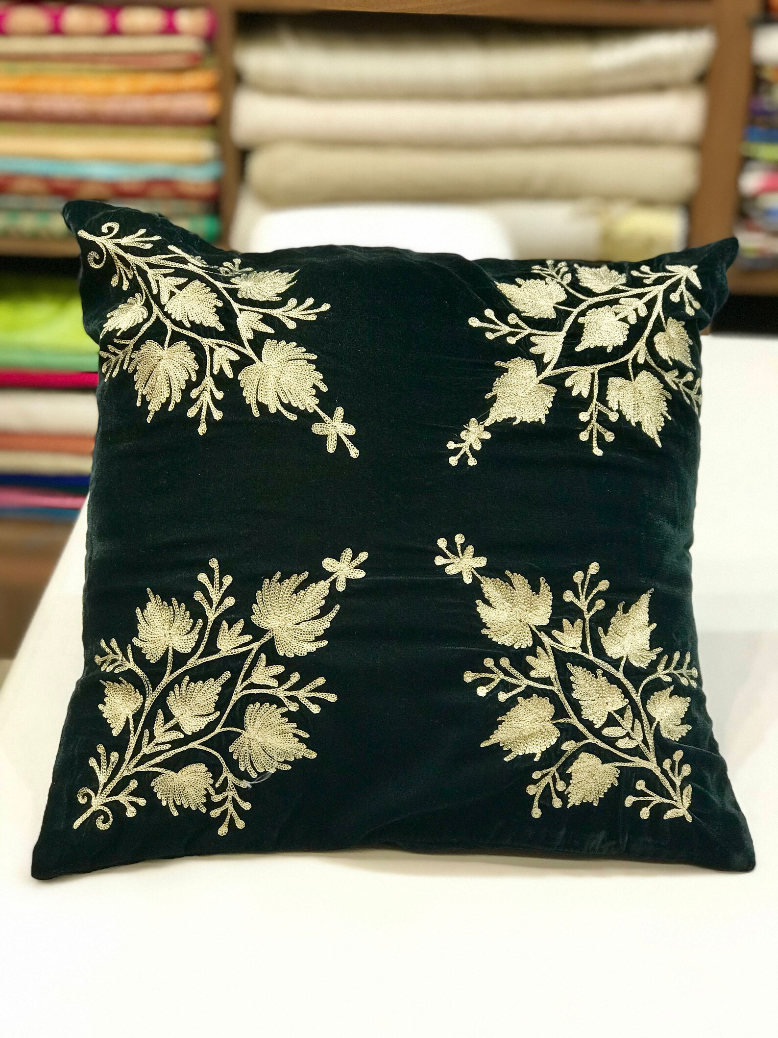 Zari Embroidered Kashmiri Cushion Covers Home Decor Cushion Etsy