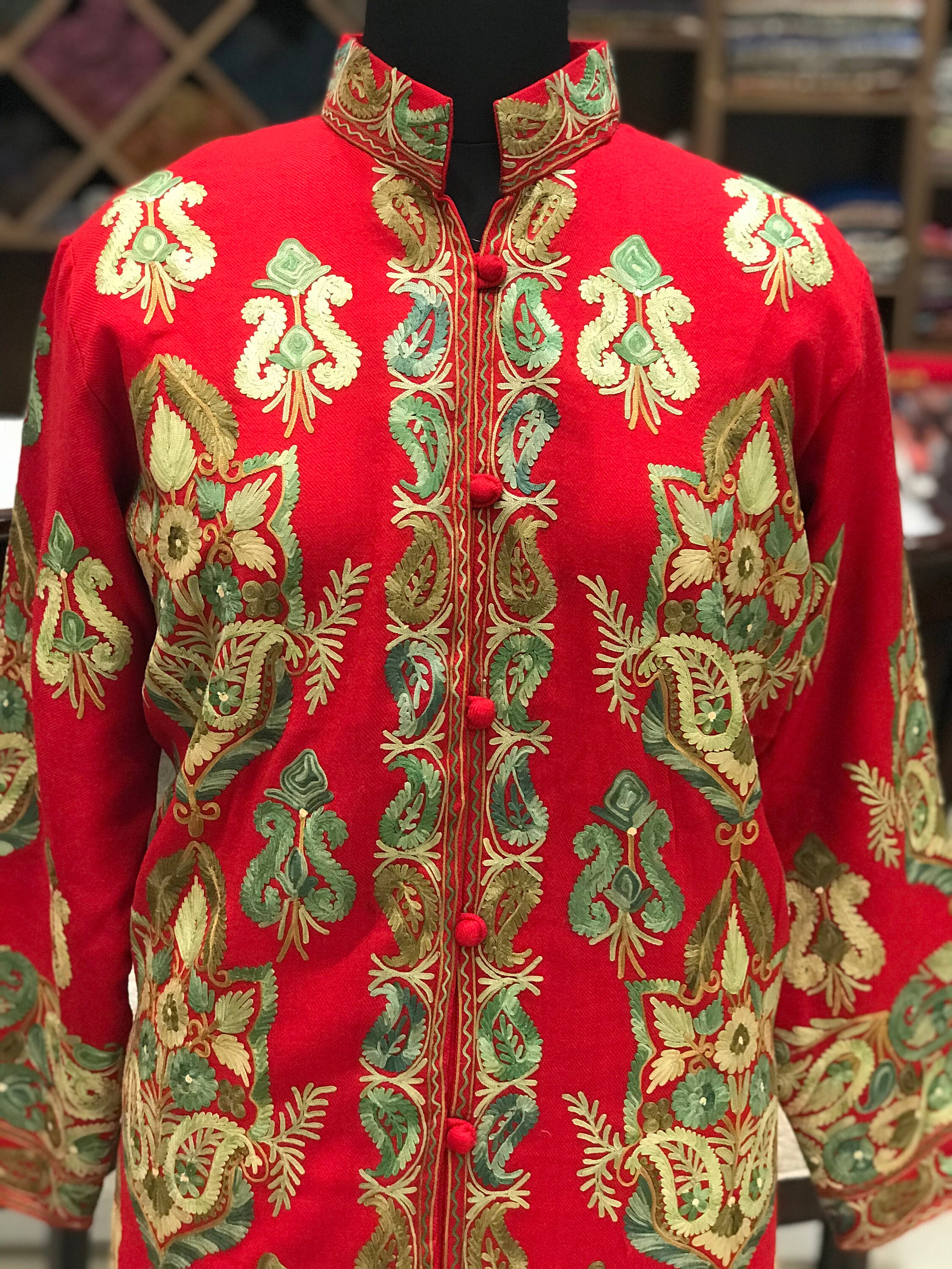 Kashmiri Coat, Indian Jacket Embroidered, Long Ethnic Jacket