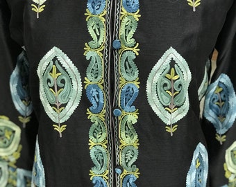 Embroidered Coat, Kashmiri Jacket, Boho Jacket, Long Coat, Indian Jacket, Traditional Coat, Ethnic Wear, Wool Coat, Silk Clothing, Kashmiri