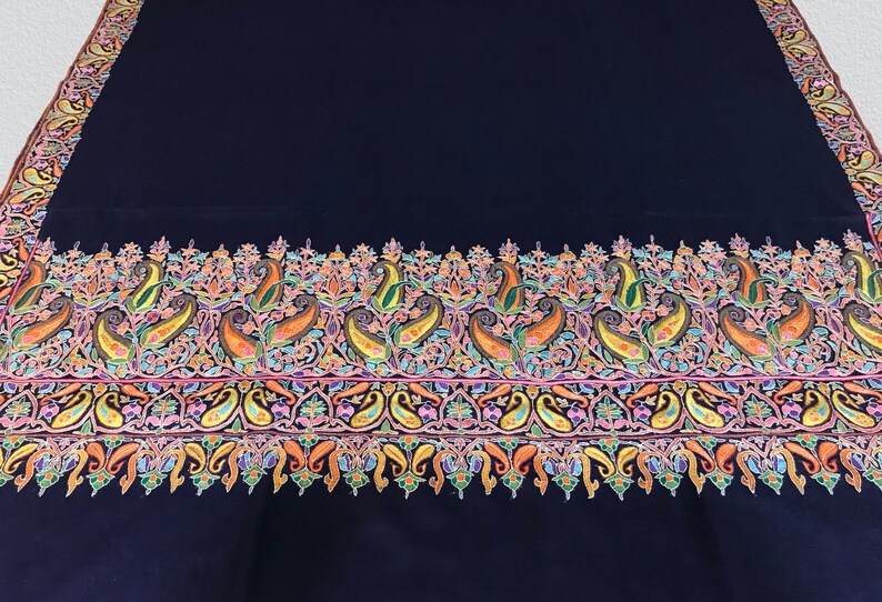 Papier Mache Hand Embroidered Pure Pashmina Shawl Pure Etsy