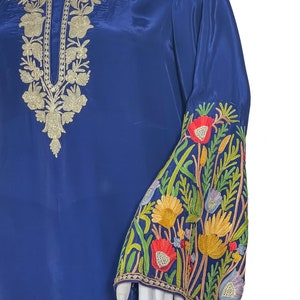 Kurta vert bouteille avec broderies cachemire Aari et Zari, tuniques brodées, longue Kurta pour femme, vêtements ethniques élégants et élégants pour femme image 5