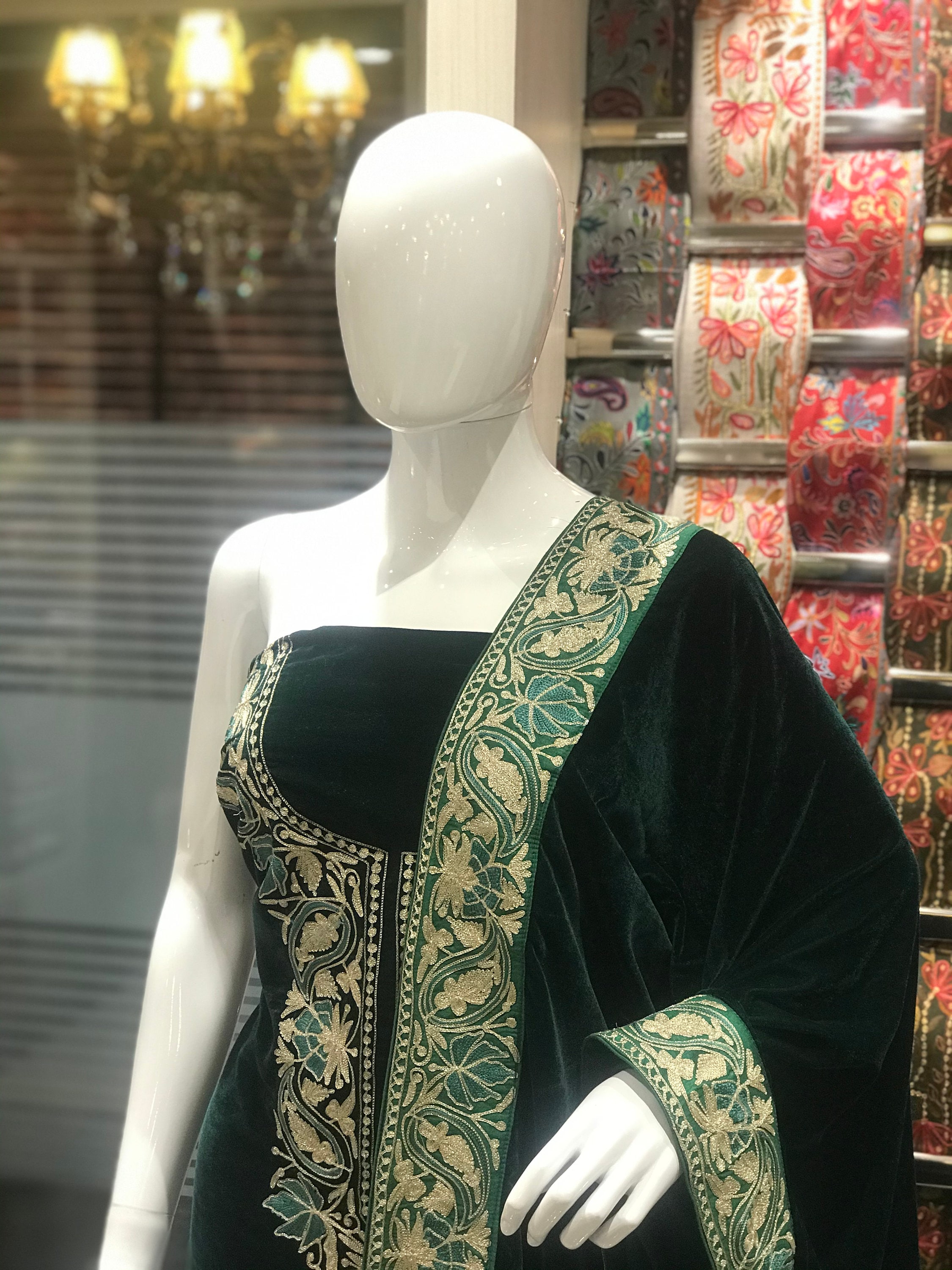 Velvet Suit With Tilla Embroidery, Indian Ethnic Wear, Zari