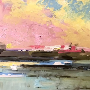 Original Acrylic Painting on wooden panel, abstract art, landscape, modern art