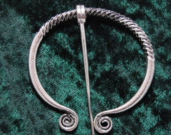 Antique Silver plated - Pen-annular shawl pin - cloak pin - Medieval - Viking- SCA - Scottish - Irish- Medieval  brooch