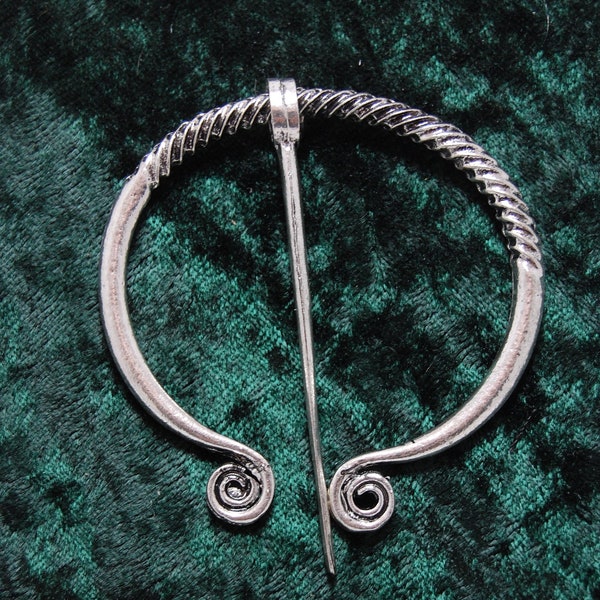 Antique Silver plated - Pen-annular shawl pin - cloak pin - Medieval - Viking- SCA - Scottish - Irish- Medieval  brooch