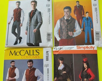 Assorted men's and womens steampunk,victorian costume patterns uncut for Haloween or CosplayCosplay