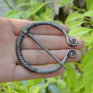 STEEL Grey Penannular shawl pin cloak pin Medieval jewelry Viking SCA bronze brooch Scottish Irish Medieval Viking SCA brooch image 1