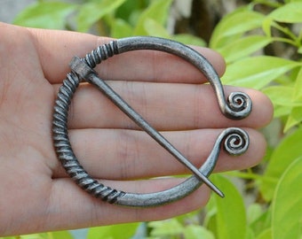 STEEL Grey - Penannular shawl pin - cloak pin - Medieval jewelry- Viking SCA bronze brooch - Scottish Irish Medieval Viking SCA brooch