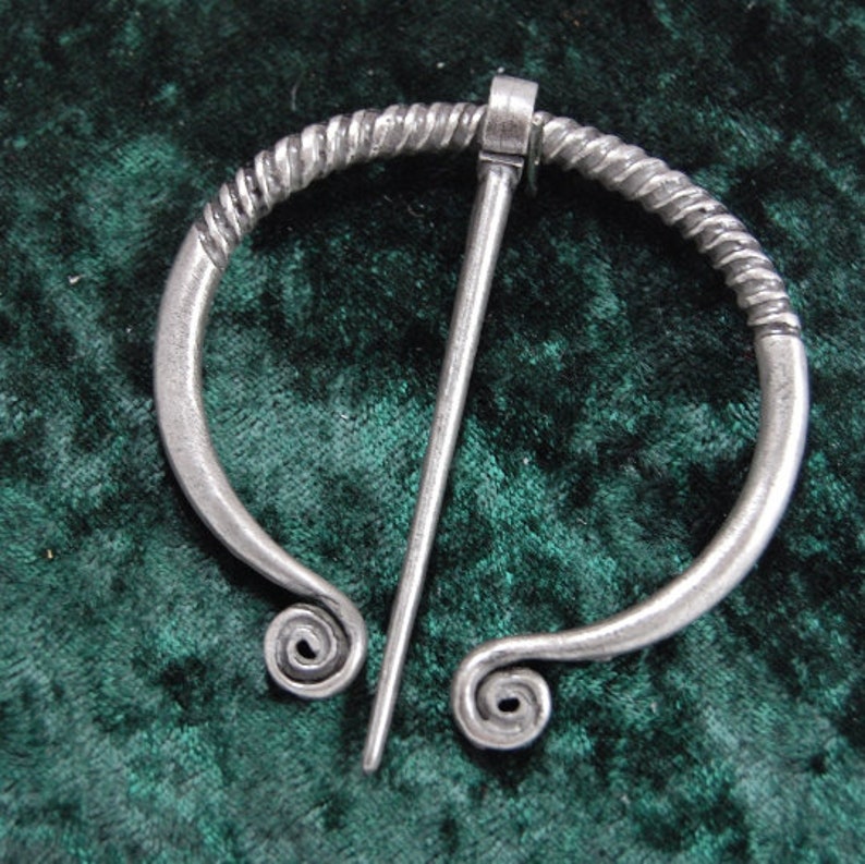 STEEL Grey Penannular shawl pin cloak pin Medieval jewelry Viking SCA bronze brooch Scottish Irish Medieval Viking SCA brooch image 2