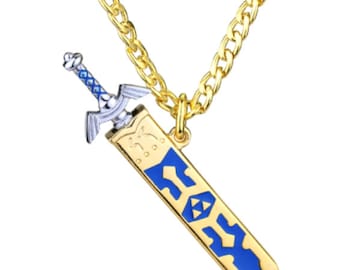 Legend of Zelda Removable golden and silver Master Sword Sheath long Necklace pendant
