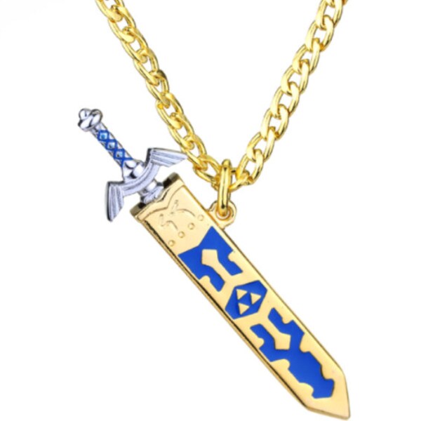 Legend of Zelda Removable golden and silver Master Sword Sheath long Necklace pendant