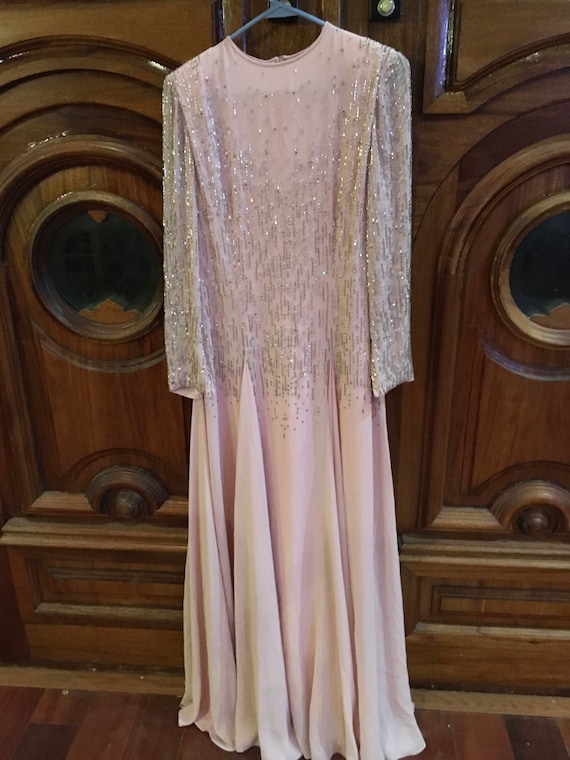1970’s GEORGE ALLETTE Beaded Pink Gown