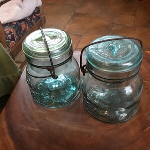 VINTAGE PAIR ATLAS Blue Canning Jars