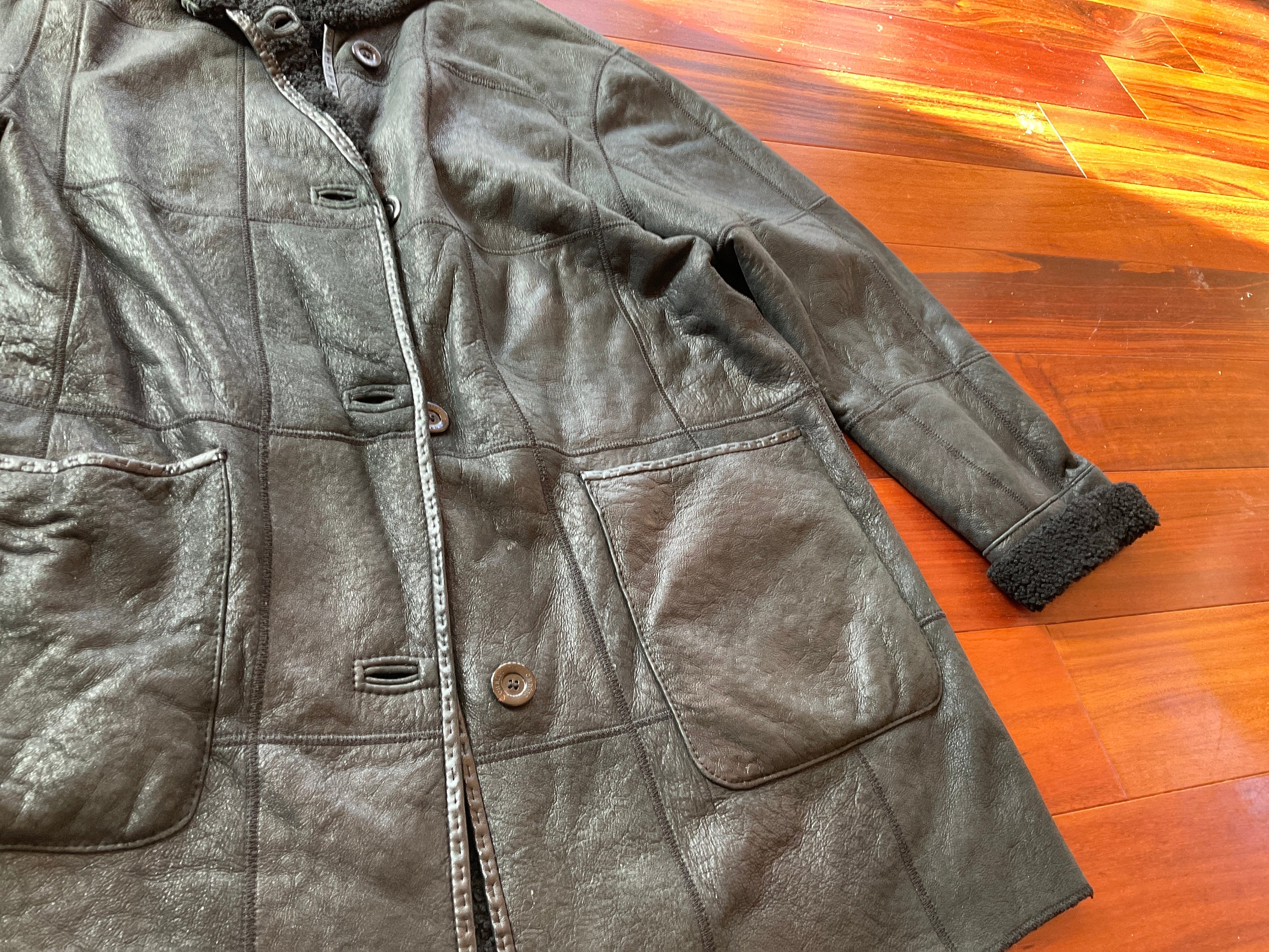 Vintage Christ Leather and Shearling Reversible Jacket Etsy