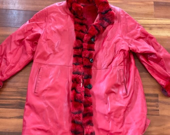 1960’s RED LEATHER & Fur Coat