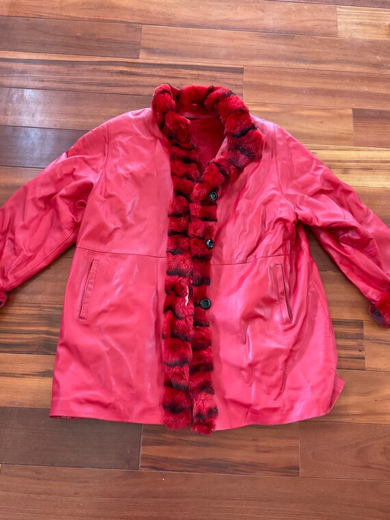 1960’s RED LEATHER & Fur Coat Gem