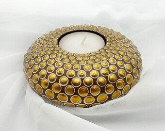 Gold Stone Dotting Candle Holder