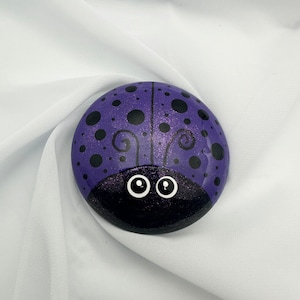 Purple Mini Ladybug dotting stones