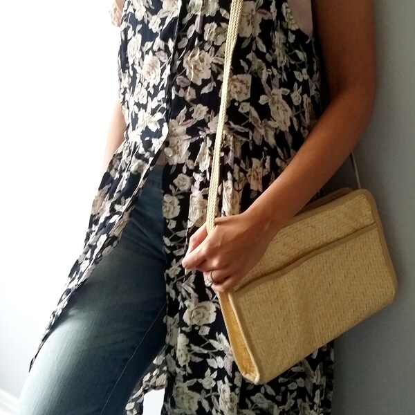 Straw Over Shoulder Bag Etsy