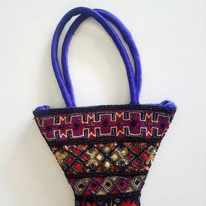 Bolso de noche azul rey con cuentas de los años 2000 y correa opcional - Clutch vintage Y2K para fiesta - Bolso convertible para graduación formal