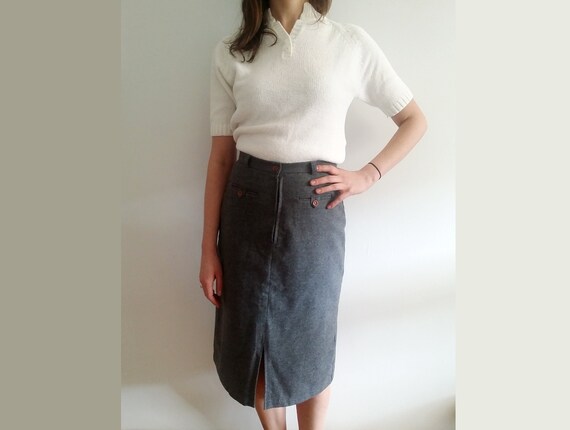 1970's Charcoal Knit Pencil Skirt - Vintage J by J