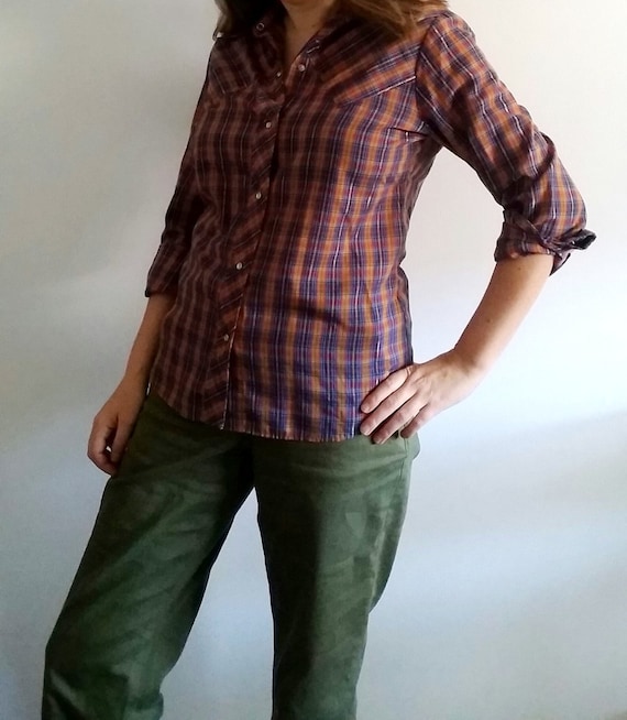 Levis Plaid South-Western Shirt w Snap Buttons - … - image 7