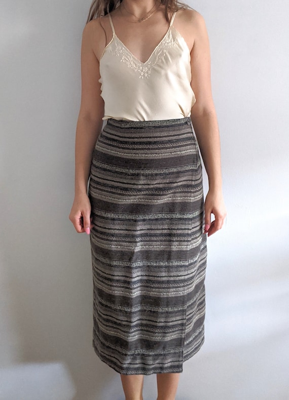 Wool Knit Pencil Wrap Skirt Vintage Daniel Hechter … Gem