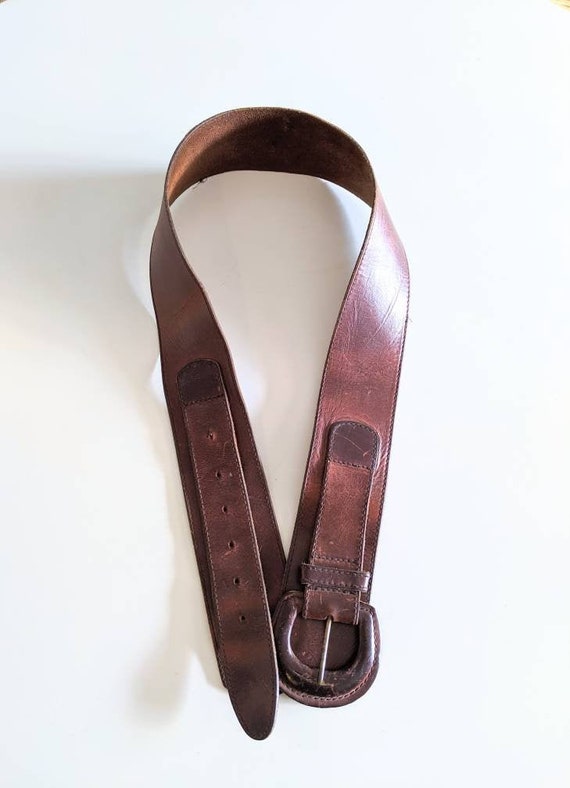 1990's Leather Corset-Style Belt - Vintage Minima… - image 1