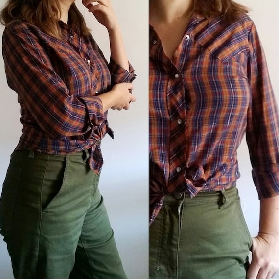 Levis Plaid South-Western Shirt w Snap Buttons - … - image 1