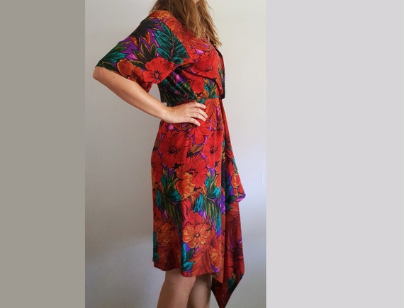 1980’s Floral Silk Wrap Dress - Vintage Maggy Lond