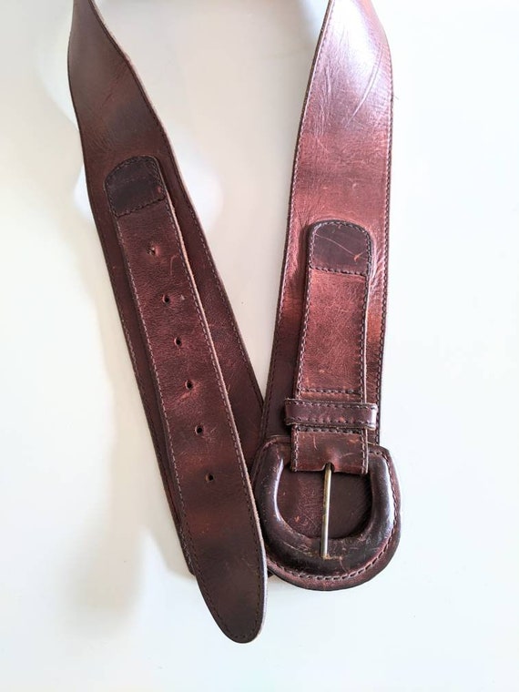 1990's Leather Corset-Style Belt - Vintage Minima… - image 2