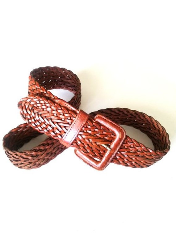 1990's Esprit Thick Woven Leather Belt - Vintage E