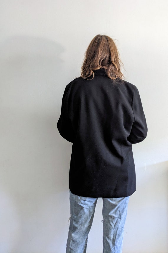 Oversized Minimalist Black Blazer w Blingy Button… - image 8