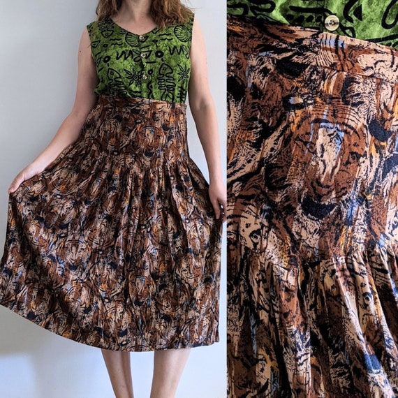 SALE Animal Print Rayon Drop waist Midi Skirt Vintage Cheetah Print High waist Skirt 80s Hippie Folk Festival Skirt Size Medium Etsy Australia