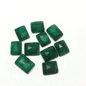 Emerald Rectangle Rose Cut Gemstones: Jewelry Making Supplies
