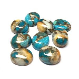 Oyster Copper Turquoise Cabochon: Oval Flat Back Gemstone (3x5 to 15x20 MM)