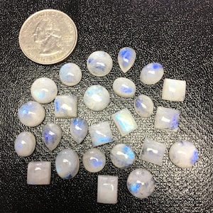 Lot of 25 Pieces Natural Rainbow Moonstone Loose Cabochon Gemstone Mix Shape Free Size Stones for Jewelry Making