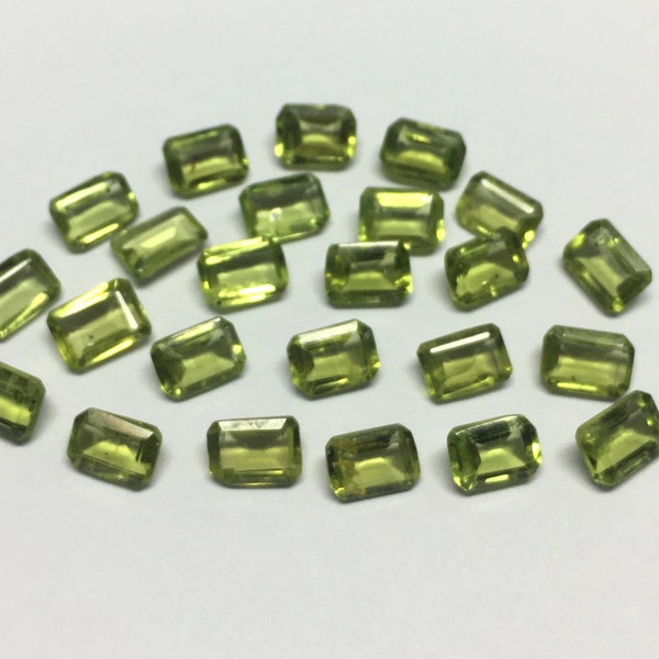 Natural Peridot Rectangle Cut Faceted Pointed back Loose Gemstones  3x5,4x6,5x7 MM gemstones