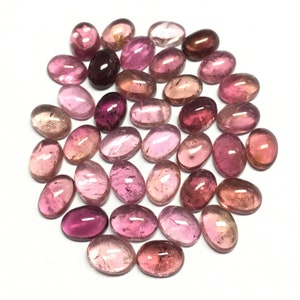 Natural Pink Tourmaline Cabochon: Oval Loose Gemstone (3x5 to 7x9 MM)