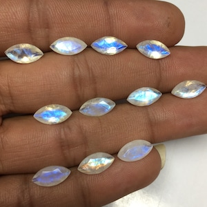 AAA Rainbow Moonstone Marquise Cut Gemstone: Faceted Pointed Back