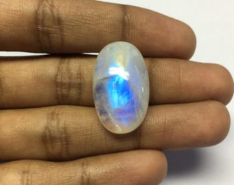 Cabujón de piedra lunar arcoíris natural AAA: gema azul brillante para la fabricación de joyas.