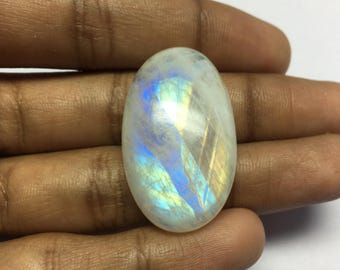 Natural Rainbow Moonstone Cabochon Gemstone, Moonstone Blue Fire Top Quality Loose Cabochon for Jewelry Pendant Making