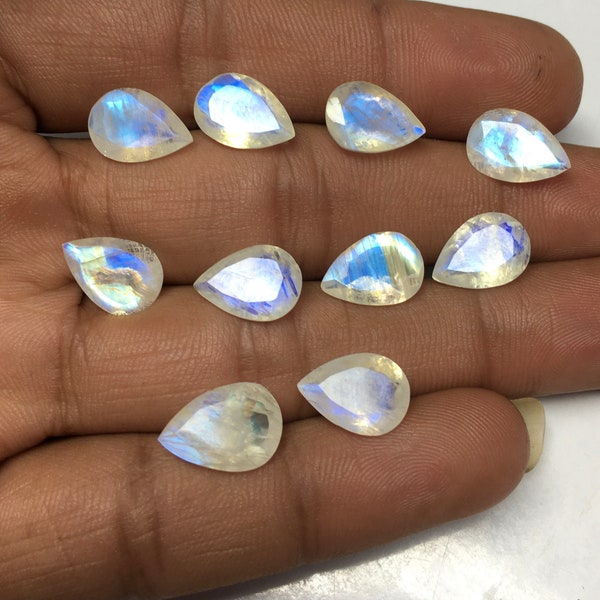 Natural Rainbow Moonstone Pear Cut Faceted Pointed back Loose Gemstones  3x5,4x6,5x7,5x8,6x9,7x10,8x12,10x14,12x16,13x18,15x20 MM gemstones