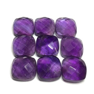 Piedras preciosas de amatista natural con corte rosa en forma de cojín: de 3 x 3 a 15 x 15 mm