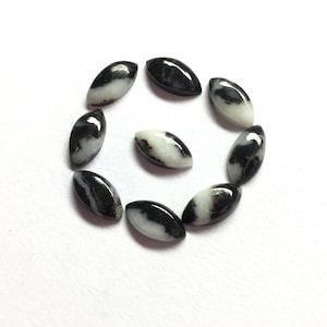 Lote de 10 piezas de cabujón marquesa de búfalo blanco con parte posterior plana de piedras preciosas sueltas de 3 x 6 mm a 10 x 20 mm